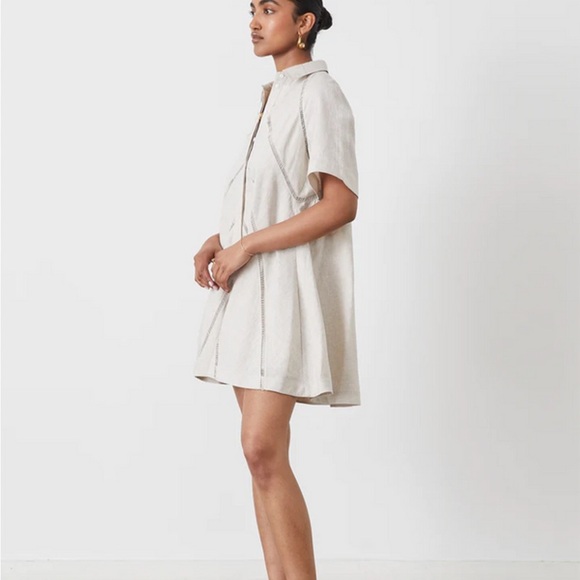 NWT JOSLIN SELENA LINEN MINI SHIRT Dress Size 4 100% Linen - Picture 2 of 12